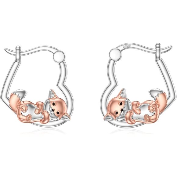 Jewelry - Fox Sterling Silver Animal Hug Hoop Earrings